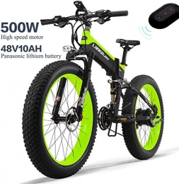 Brogtorl Folding Electric Mountain Bike Brogtorl LANKELEISI XT750PLUS 48V 10AH 500W Engine All-round Electric Bicycle 26" 4.0 Wholesale Tire Electric Bicycle 27 Speed Snow Mountain Folding Electric Bicycle Adult Female Male (green)
