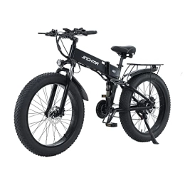 BURCHDA Folding Electric Mountain Bike BURCHDA Electric Bike, Fat Tire E Bike Mountain Bike, 26" Electric Bicycle Commute E-bike with Removable Battery, MTB for Teenagers and Adults