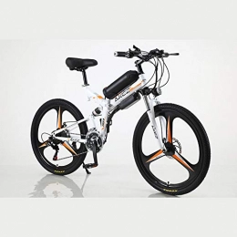 BWJL Folding Electric Mountain Bike BWJL 26-inch 21-speed long-endurance electric folding bicycle, lithium-bike bicycles to assist mountain bikes, 36V 350W 13Ah Removable Lithium-Ion Battery Mountain Ebike for Men's, white, 13AH