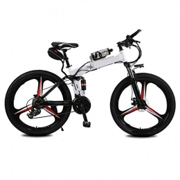 BXZ Folding Electric Mountain Bike BXZ Electric Mountain Bike, 250W 26'' Electric Bicycle with Removable 36V 6.8 Ah Lithium-Ion Battery, 21 Speed Shifter, White