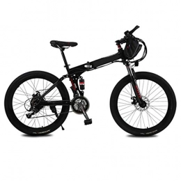 BXZ Folding Electric Mountain Bike BXZ Upgraded Electric Mountain Bike, 250W 26'' Electric Bicycle with Removable 36V 12 Ah Lithium-Ion Battery, 21 Speed Shifter, with a Bag, Black
