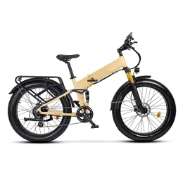 BZGKNUL Bike BZGKNUL Electric Bike for Adults Foldable 26 Inch Fat Tire 750W 48W 14Ah Lithium Battery Ebike Full Suspension Electric Bicycle (Color : Desert Tan)