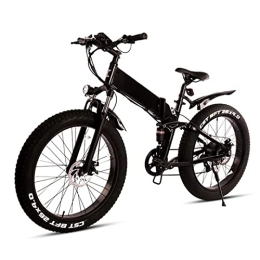 BZGKNUL Folding Electric Mountain Bike BZGKNUL Foldable Electric Mountain Bike 500W for Adults 26 Inch Electric Bikes with 48V10AH Removable Lithium Battery, 7 Speed Gears 21Mph Electric Bicycles for Men (Color : Black, Size : 500w)