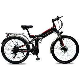 BZGKNUL Folding Electric Mountain Bike BZGKNUL Mountain Snow Beach Electric Bicycle for Adult 500W Electric Bike 26 inch Tire Ebikes Foldable 18 mph high speed 48V Lithium Battery E-Bike (Color : Black red)