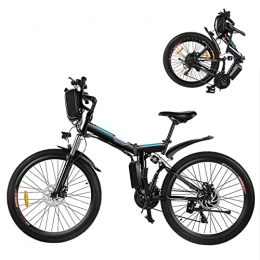 bzguld Folding Electric Mountain Bike bzguld Electric bike Electric Bike for Adults Foldable 26 Inch 250W 21 Speed Mountain Electric Power Lithium-Ion Battery Aluminum Alloy Electric Bicycle (Color : Black)