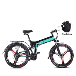 CARACHOME Folding Electric Mountain Bike CARACHOME Adult Electric Bike, Man & Womens Electric Bike with Additional Bag Battery And LCD Display, Cruising Range 35-40Km | 350W*48V*10.4Ah, Blue