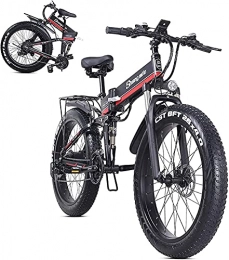 CASTOR Bike CASTOR Electric Bike 26inch4.0 Fat Tire Folding Electric Mountain Bike, 48v 12.8ah Removable Lithium Battery, 1000w Motor and 21 Speed Gears Beach Snow Bicycle, Full Suspension bike for All Terrains, Red