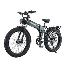 Ceaya Folding Electric Mountain Bike CEAYA Electric Bike, Electric Bike for Adult, Full Suspension, Shimano 8 Speed Folding E-bike, 26 * 4.0 Fat Tire Electric Bike (Green)