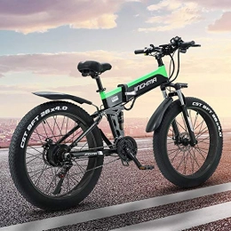 CHJ Folding Electric Mountain Bike CHJ Adult Folding Electric Bicycle, 26 Inch Mountain Bike Snow Bike, 13AH Lithium Battery / 48V500W Motor, 4.0 Fat Tire / LED Headlight and Usb Mobile Phone Charging