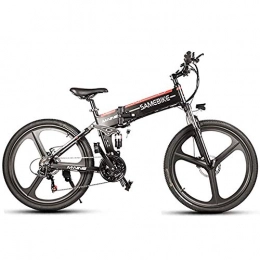 CHJ Bike CHJ Folding Electric Bicycle, 26-Inch Mountain Electric Bicycle, 48V Lithium Battery Electric Vehicle, 21-Speed 10AH350W Super Strong Motor, Black