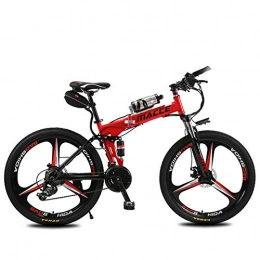 CJCJ-LOVE Bike CJCJ-LOVE Electric Bikes Folding Mountain Bike, 26Inch 36V / 8Ah Adult E-Bike with Removable Lithium-Ion Battery, 3 Cycling Riding Modes 2 Battery Modes, Red, Bag battery