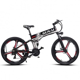 CJH Folding Electric Mountain Bike CJH Bicycle, Bike, Mountain Bike, 26 inch Electric Mountain Bike with Rear Seat with 3 Spokes Integrated Wheel Premium Full Suspension and 21 Speed Gear, Black