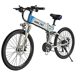 CJH Bike CJH Electric Mountain Bike, 26-Inch Folding Electric Bicycle with Ultra-Lightweight Magnesium Alloy Spokes Wheel, 21-Speed Gear, Advanced Full Suspension, Suitable for City, Mountain, Snow, Beach, Ste