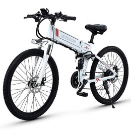 CJH Folding Electric Mountain Bike CJH Folding, Bicycle, Bike, Electric Bicycle, 500W 48V 10.4Ah 26"LCD Display for E-Bike with Speed Step 5 Levels, Suitable for City, Mountain, Snow, Beach, Steep Slope(Black), White