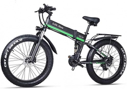 Clothes Folding Electric Mountain Bike CLOTHES Electric Mountain Bike, Electric Snow Bike 48V Folding Mountain Bike with 26Inch 4.0 Fat Tire MTB 21 Speed E-Bike Pedal Assist Hydraulic Disc Brake, Bicycle (Color : Green)