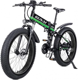 CNRRT Folding Electric Mountain Bike CNRRT 1000W 48V foldable electric bicycle snow mountain bike, with 26-inch tires fat MTB 21 speed electric assist bicycle hydraulic disc brake pedal (Color : Green)
