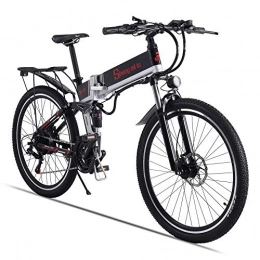CNRRT Folding Electric Mountain Bike CNRRT Electric bicycle - the foldable portable electric bicycles, to the suspension before work and leisure, neutral assisted bicycle pedal, 350W / 48V (black (500W)) (Color : -, Size : -)