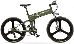 CNRRT Bike CNRRT XT750-E 26 inch folding bike, the front and rear disc brakes, 48V 400W electric motor, long life, with a liquid crystal display, the pedal-assisted bicycles (Color : Green, Size : 10.4Ah)