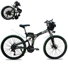 GHH Folding Electric Mountain Bike Country Mountain electric bike 26" Electric folding Hybrid Bike 21 Speed Gear Disc Brakes Smart Ebike for Mens (48V 350W) Removable Lithium-Ion Battery, Black