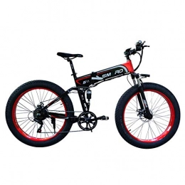 CXY-JOEL Bike CXY-JOEL 26 Inches Folding Fat Tire Electric Bike, 350W Motor Adult Electric Mountain Bike Removable 48V / 10Ah Battery 7 Speed Aluminum Frame, Black Red, Black Red