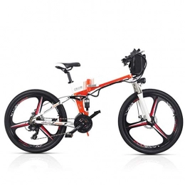 CXY-JOEL Folding Electric Mountain Bike CXY-JOEL Folding Electric Mountain Bike, 350W Motor 26''Commute Traveling Adult Electric Bicycle 48V Removable Battery Optional Dual Battery Style up to 180Km Battery Life, Black, A, White