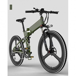 CXY-JOEL Folding Electric Mountain Bike CXY-JOEL Folding Mountain Electric Bike, 400W Motor 26 Inches Adults City Travel Ebike 7 Speed Dual Disc Brakes with Rear Seat 48V Removable Battery, Blue, Green