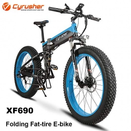 Cyrusher Folding Electric Mountain Bike Cyrusher XF690 500W 48V 10AH 7 Speeds Folding Electric Fat Bike (blue)