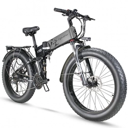Cyrusher Bike Cyrusher XF690 Maxs Electric Mountain Bike Full Suspension Fat Tire Folding Electric Bicycle for Adults with 15ah Battery and Rear Rack Ebike (Gray