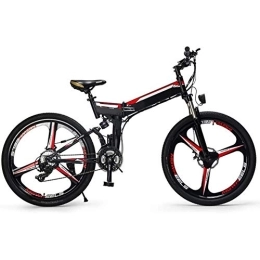 D&XQX Bike D&XQX Folding E-Bike, 26 Inch Electric Mountain Bike, with Super Magnesium Alloy 3 Spokes Integrated Wheel, Premium Full Suspension And Shimano 24 Speed Gear