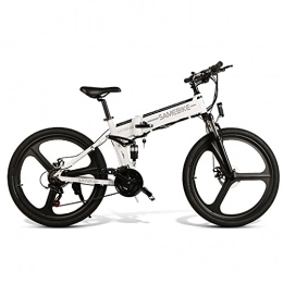 DDFGG Folding Electric Mountain Bike DDFGG 26 Inch Electric Bike Mountain Bike, Adult Foldable Electric Mountain Bike 350W 48V 10AH, Electric Bike Men And Women With Central LCD Instrument(Color:white)