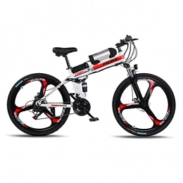 DDFGG Bike DDFGG Electric Mountain Bikes for Adults, Foldable MTB Ebikes for Men Women Ladies, 250W 36V 8AH All Terrain 26" Mountain Bike / Commute Ebike (Color:white / red)