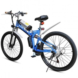 DEPTH Folding Electric Mountain Bike DEPTH Electric Mountain Bike 36V 8AH with Removable Large Capacity Lithium-Ion Battery Electric Bicycle 21 Speed Gear And Three Working Modes, Blue
