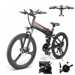 DEPTH Folding Electric Mountain Bike DEPTH Electric Mountain Bike Foldable Bicycle with Removable Large Capacity Lithium-Ion Battery 48V, Electric Bike 21 Speed Gear And Three Working Modes, Black
