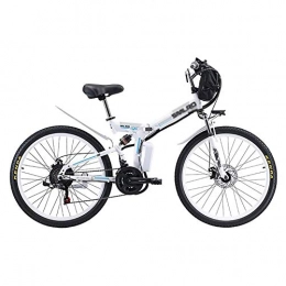 DJP Bike DJP Mountain Bike, Furniture Folding Portable Lithium-Ion Batter Ebikes, Electric Bike Mountain Bikes for Adults, 26 inch Wheel 21 Speed E-Bike Black 500W 48V 10Ah, White