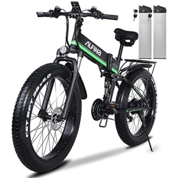 VLFINA Folding Electric Mountain Bike Dual Hydraulic Disc Mountain Ebike，With Two 48V*12.8Ah Removable Batteries, 26 * 4.0 Inch Fat Tire， Foldable Electric Bike for Adults
