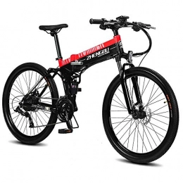 Dwm Bike Dwm Electric Bike for Adults 400W 48V 10AH Lithium Battery Fast Folding Mountain Bicycle Intelligent Brushless Controller 27 Speed, black+red, 26''Wire Wheels