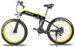 DYB Folding Electric Mountain Bike DYB 48V 500W Folding Mountain Bike, 4.0 Fat Tire Electric bike, Handlebar Adjustable, LCD Display with USB Plug (Color : Yellow, Size : 12.8Ah1SpareBattery)