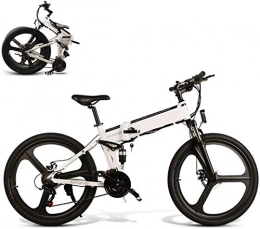 ZMHVOL Bike Ebikes, 26" Electric Bike Trekking / Touring Bike, Smart Folding E-Bike 48V 10AH 350W Motor Mountain Bicycle for Men 21-Level Shift Assisted, White ZDWN
