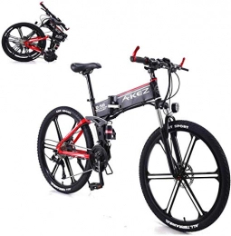 RDJM Bike Ebikes, 26 In Electric Bike for Unisex with 350W 36V 8A Lithium Battery Folding Electric Mountain Bike 27 Speed Aluminum Alloy with Front and Rear Mechanical Disc Brakes Bicycle Deadweight 150kg