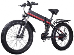 RDJM Folding Electric Mountain Bike Ebikes, 26 in Folding Electric Bikes 1000W 48V / 12.8Ah Mountain Bike, Snowmobile Headlights LED Display Outdoor Cycling Travel Work Out (Color : Red)