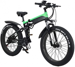 RDJM Folding Electric Mountain Bike Ebikes, Adult Folding Electric Bikes, Hybrid Recumbent / Road Bikes, with Aluminum Alloy Frame, LCD Screen, Three Riding Mode, 7 Speed 26 Inch City Mountain Bicycle Booster (Color : Green)