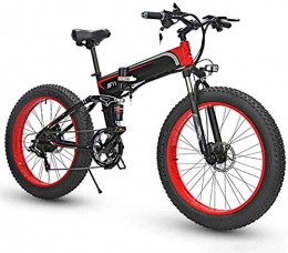 RDJM Folding Electric Mountain Bike Ebikes, E-Bike Folding 7 Speed Electric Mountain Bike for Adults, 26" Electric Bicycle / Commute Ebike with 350W Motor, 3 Mode LCD Display for Adults City Commuting Outdoor Cycling (Color : Red)