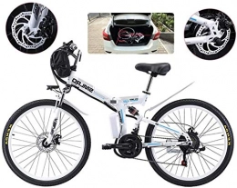 RDJM Bike Ebikes, E-Bike Folding Electric Mountain Bike, 500W Snow Bikes, 21 Speed 3 Mode LCD Display for Adult Full Suspension 26" Wheels Electric Bicycle for City Commuting Outdoor Cycling ( Color : White )