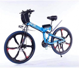 RDJM Folding Electric Mountain Bike Ebikes, Electric Bicycle Assisted Folding Lithium Battery Mountain Bike 27-Speed Battery Bike 350W48v13ah Remote Full Suspension, Blue, 15AH
