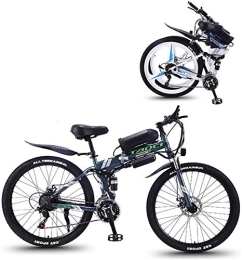 RDJM Folding Electric Mountain Bike Ebikes, Electric Bike Folding Electric Mountain Bike with 26" Super Lightweight High Carbon Steel Material, 350W Motor Removable Lithium Battery 36V And 21 Speed Gears ( Color : Gray , Size : 13AH )
