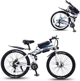 RDJM Folding Electric Mountain Bike Ebikes, Electric Bike Folding Electric Mountain Bike with 26" Super Lightweight High Carbon Steel Material, 350W Motor Removable Lithium Battery 36V And 21 Speed Gears ( Color : White , Size : 10AH )