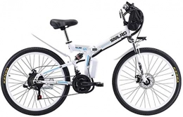 RDJM Folding Electric Mountain Bike Ebikes, Electric Mountain Bike 26" Wheel Folding Ebike LED Display 21 Speed Electric Bicycle Commute Ebike 500W Motor, Three Modes Riding Assist, Portable Easy To Store for Adult (Color : White)