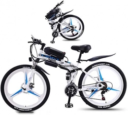 RDJM Folding Electric Mountain Bike Ebikes, Folding Electric Mountain Bike 26 Inch Fat Tire Ebike 350W Motor, Full Suspension And 21 Speed Gears with LCD Backlight 3 Riding Modes for Adult And Teens (Color : White)