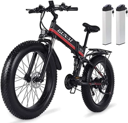 Vikzche Q Folding Electric Mountain Bike Electric Bicycle 26''×4.0 Fat tire, 21-Speed Mountain E-Bike, folding electric bike Full suspension, removable 614Wh Lithium Battery, Hydraulic Disc Brake Shengmilo MX01 (red, add an extra battery)