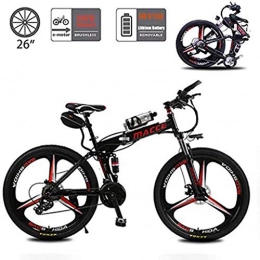 Seesaw Folding Electric Mountain Bike Electric Bicycle, Removable Large-Capacity 6.8Ah Lithium-Ion Battery 26-Inch Adult Folding Electric Mountain Bike, Suitable for Urban Electric Bicycles, Light Bicycles for Men And Women, Black